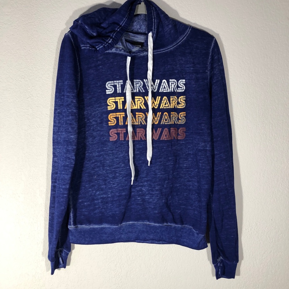 Star Wars Blue Distressed Hoodie Sweatshirt